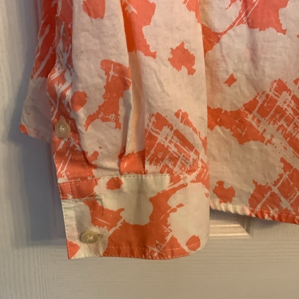 Joe Fresh Orange and White Floral Button-Up Blouse - Picture 3 of 5